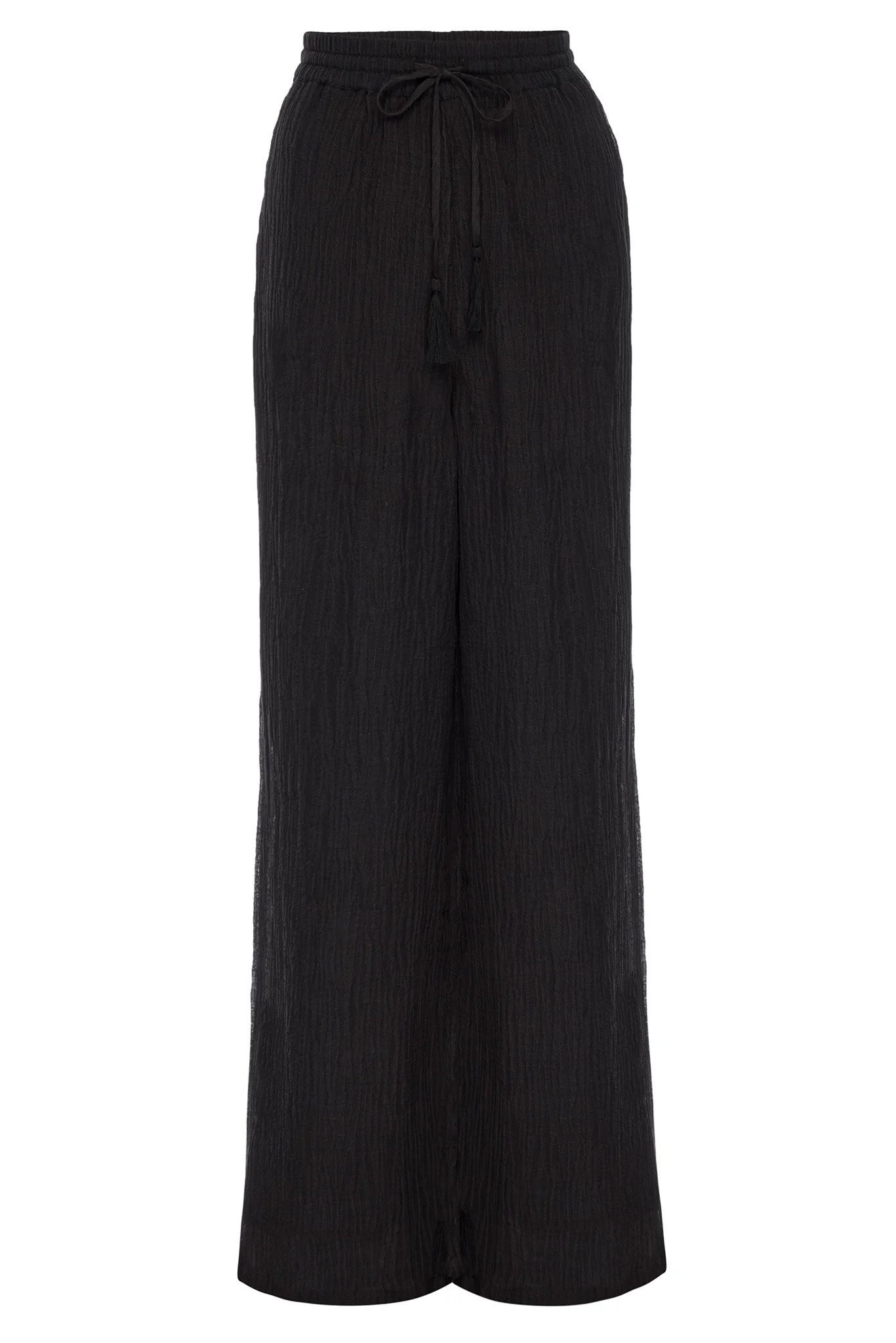 Tahiti Pant - Black Crinkle Linen | Monday Swimwear