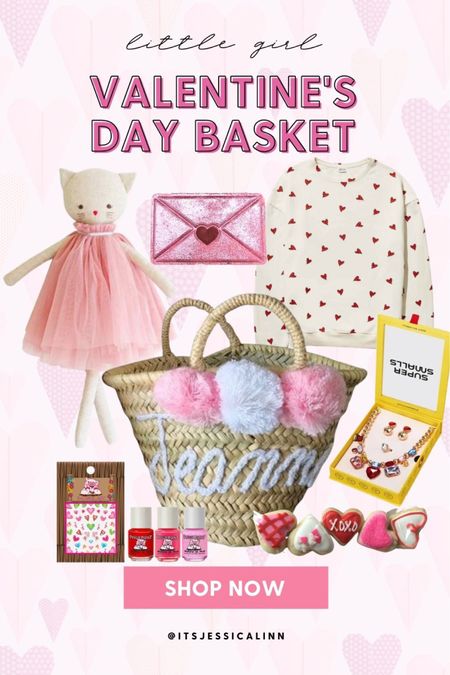 Little girl Valentine’s Day basket
Girls Valentine’s Day gifts
Personalized wicker basket with pink and white Pom poms
Heart pattern girls sweat shirt
Super smalls red carpet mega heart set kids necklace jewelry set
All the heart eyes piggy paint gift set 
From Maisonette
Valentine’s Day cookies from Etsy 
Love letter valentines bath bomb 
Aurelie cat doll blush


Follow my shop @linnstyleblog on the @shop.LTK app to shop this post and get my exclusive app-only content!

#liketkit #LTKGiftGuide #LTKkids #LTKfamily
@shop.ltk
https://liketk.it/3XVsj


#LTKfamily #LTKkids #LTKGiftGuide