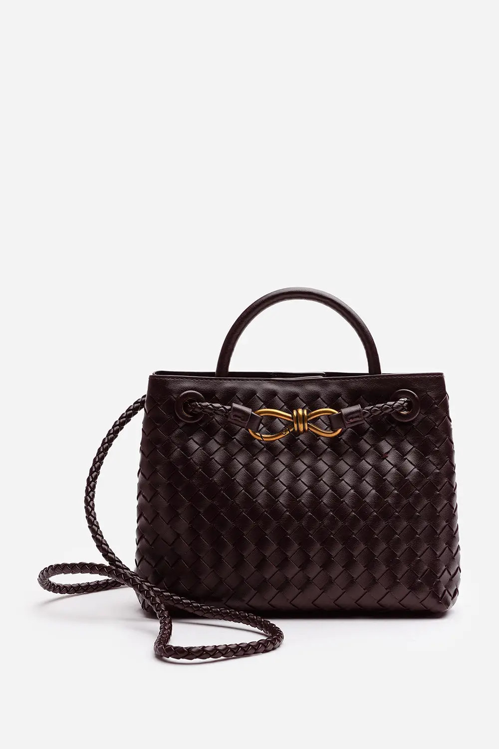 Dark Brown Where's That From 'Luna' Woven Tote Bag With Gold Detail | Debenhams | Debenhams UK