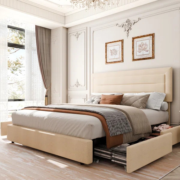Moshier Upholstered Platform Bed with Four Drawers | Wayfair North America