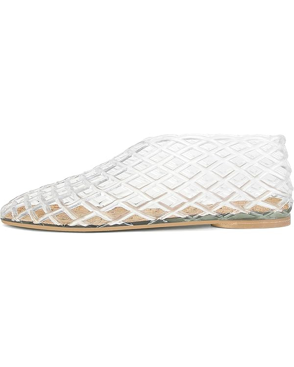 Jelly Mesh Ballet Flats for Women Fishnet PVC Clear Hollow Jellies Sandals Comfortable Beach Ball... | Amazon (US)