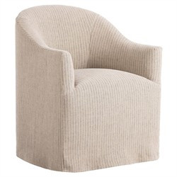 Desiree French Country Beige Striped Slipcovered Dining Arm Chair | Kathy Kuo Home