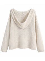 'Joanne' V-Neck Loose Knit Hoodie Sweater | Goodnight Macaroon
