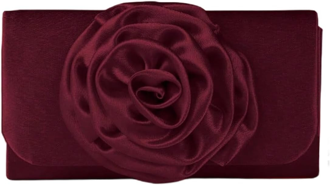 MakeMeChic Women's Satin Evening Bag 3D Flower Flap Wedding Clutch Bag Vintage Handbags | Amazon (US)