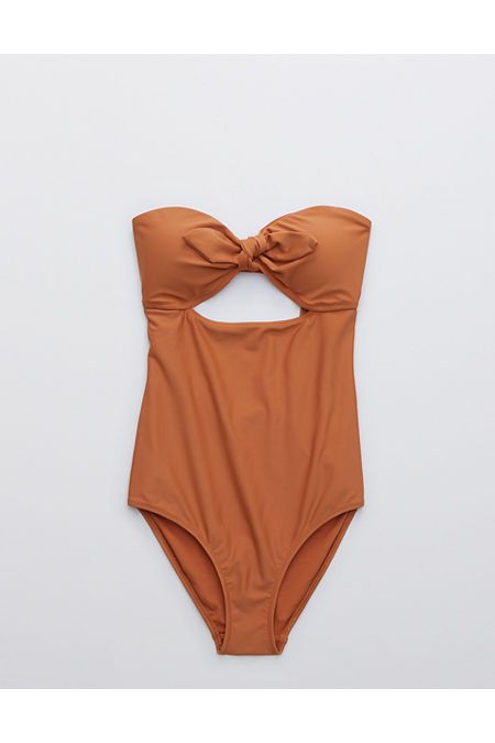 Aerie Tie Bandeau One Piece Swimsuit | American Eagle Outfitters (US & CA)