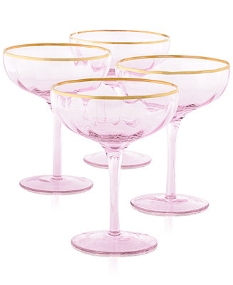 Martha Stewart Collection Blush Coupe Glasses, Set of 4, Created for Macy's & Reviews - Glassware... | Macys (US)
