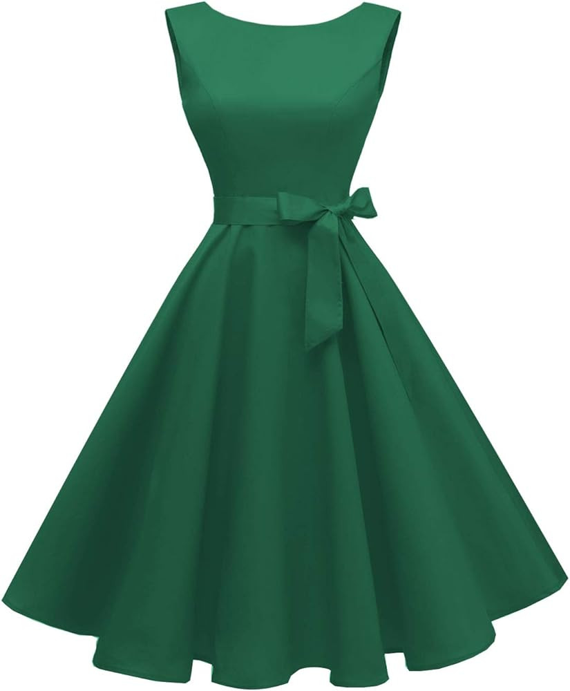 Hanpceirs Women's Boatneck Sleeveless Swing Vintage 1950s Cocktail Dress | Amazon (US)