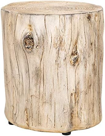 Ball & Cast Faux Wood Stump Stool Accent Table 14.9"Wx13.625"Dx16.54"H Grey White Set of 1 | Amazon (US)