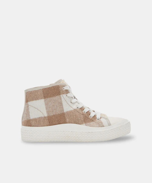 VEOLA PLUSH SNEAKERS IN TAN MULTI FABRIC | DolceVita.com