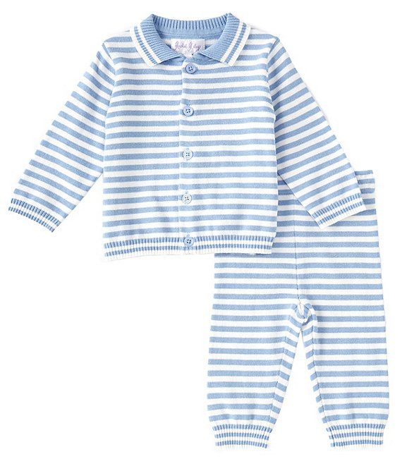 Baby Girls 3-24 Months Striped Peter Pan Collar Top/Pants Knitted Set | Dillard's