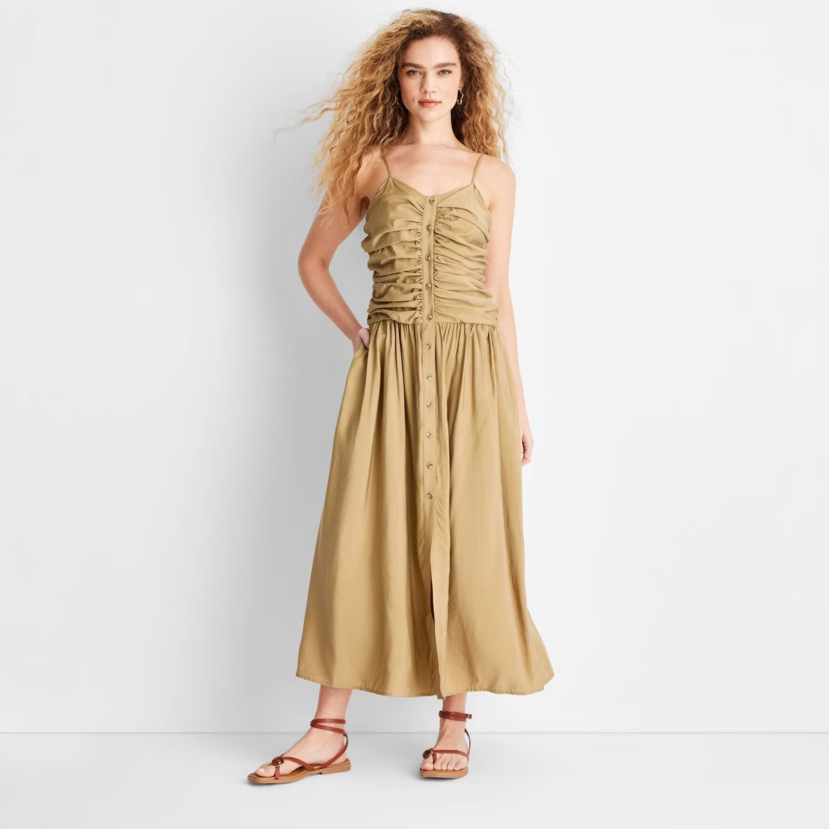 Women's Ruched Midi Tank Dress - Future Collective | Target