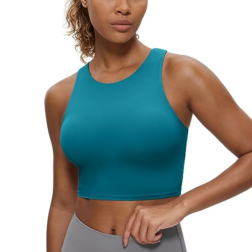 CRZ YOGA Butterluxe Racerback High Neck Longline Sports Bras for Women - Padded Workout Crop Tank... | Amazon (US)