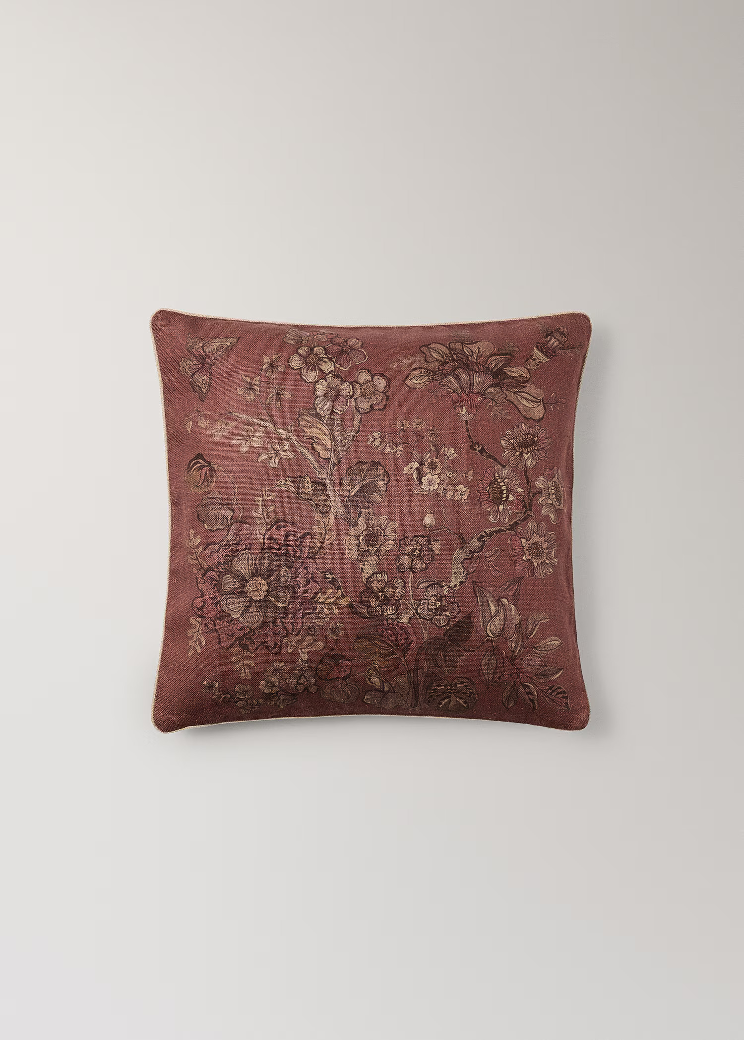 Linen floral-print cushion cover 50x50 cm | Mango (US/MX/AU)
