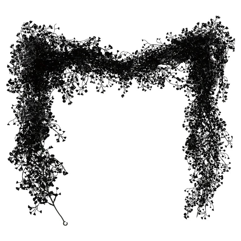 ZTTD Black Artificial Flowers Black Eucalyptus Garlands Halloween Garland Black Leaf Garland with... | Walmart (US)