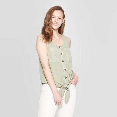 Women's Sleeveless V-Neck Tie Front Utility Tank - Universal Thread™ | Target