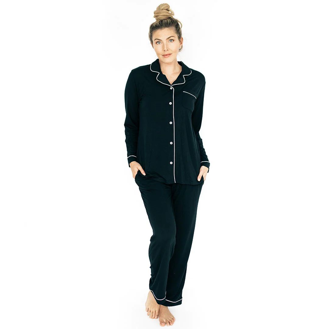 Clea Bamboo Classic Long Sleeve Pajama Set | Black | Kindred Bravely