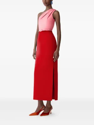 Carolina Herrera Abito Midi Con Design color-block | Rosso | FARFETCH IT | Farfetch Global