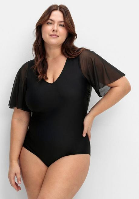 Badeanzug mit Flügelärmeln und Shape-Effekt - schwarz | sheego | sheego (DE)