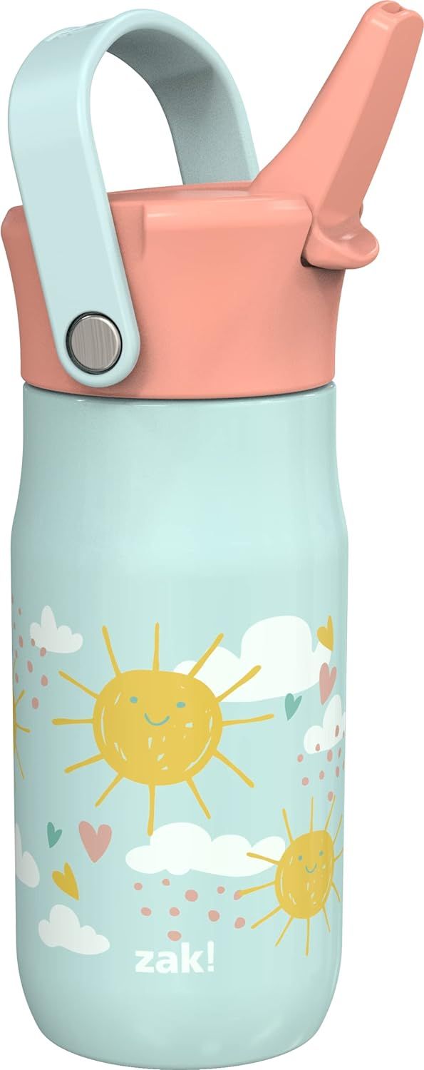 Zak Designs Harmony Kid Water Bottle for Travel or At Home, 14oz Recycled Stainless Steel is Leak... | Amazon (US)