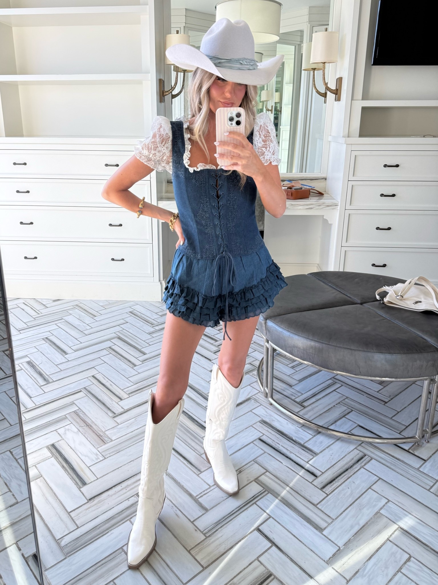 Western style tonight for Nashville! I was so excited to find this outfit I’m obsessed!! It’s giving Ella! Wearing XS in shorts and S in top but wish top was XS. Runs TTS

#LTKdayinmylife #LTKootd #LTKPetite