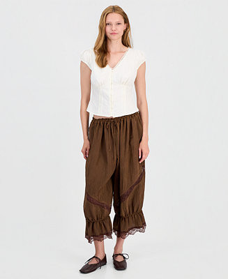 Women's Lace-Trim Balloon Pants | Macy's