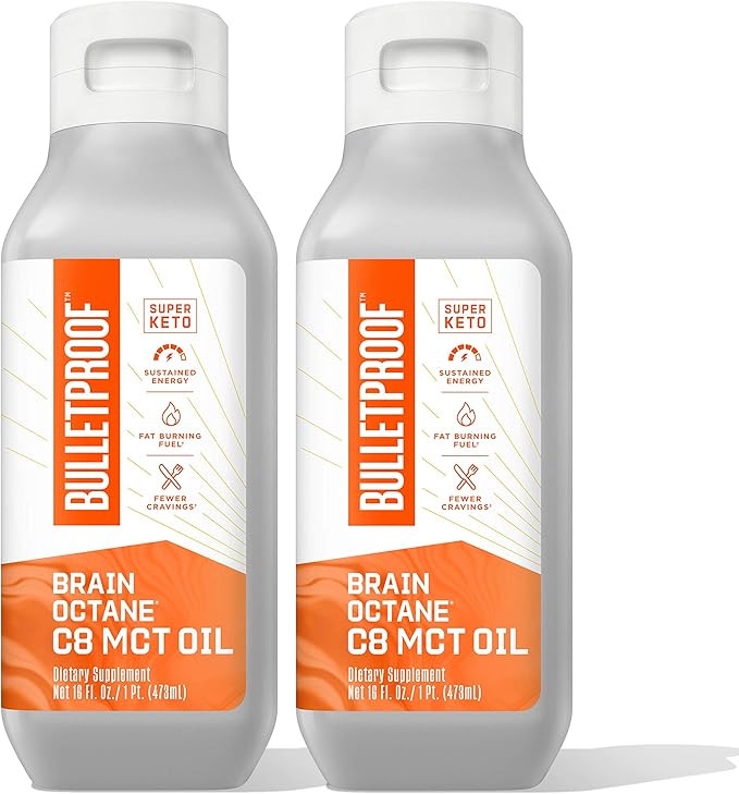 Brain Octane Premium C8 MCT Oil from Non-GMO Coconuts, 14g MCTs, 2 Pack 16 Fl Oz, Bulletproof Ket... | Amazon (US)
