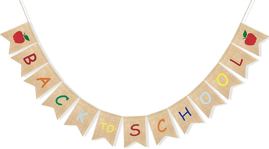 Uniwish Back to School Banner Burlap Apple Sign First Day of School Decorations Garland Classroom... | Amazon (US)