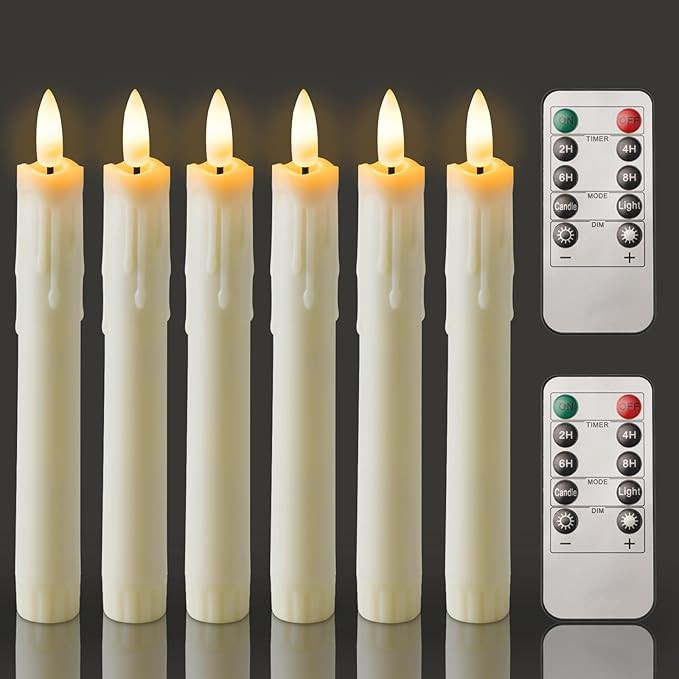 Homemory 7 Inches Flameless Taper Candles with Remote Timer, Short Led Candlesticks with 3D Flick... | Amazon (US)