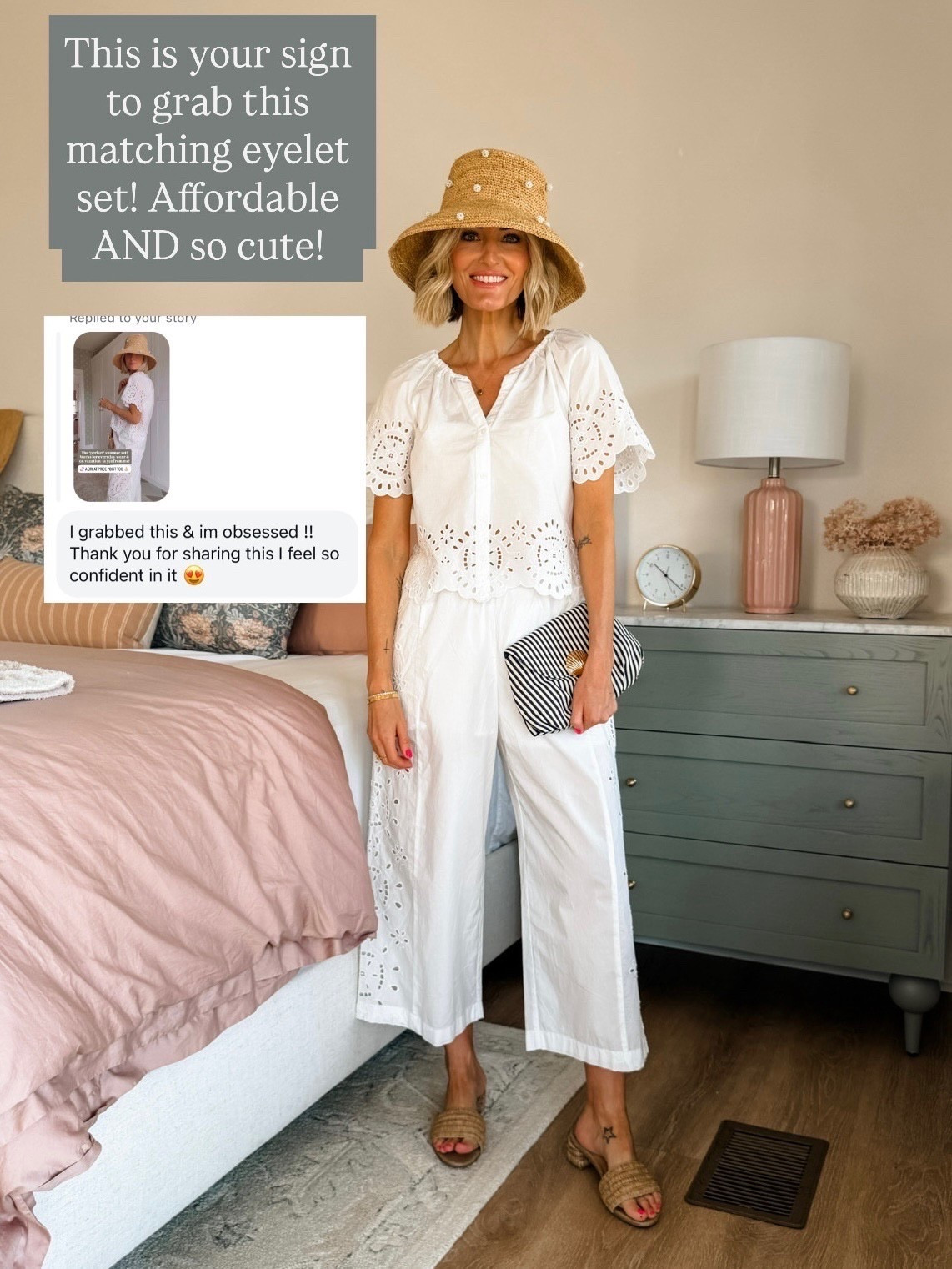 This matching set is a must-have for your next vacation! Both pieces are under $45! Wearing XS on the top & S in the pants. 

Loverly Grey, Target find, Target fashion, white eyelet matching set, vacation outfit ideas, beach outfit ideas, spring fashion, spring outfit ideas 

#LTKTravel #LTKSeasonal #LTKootd