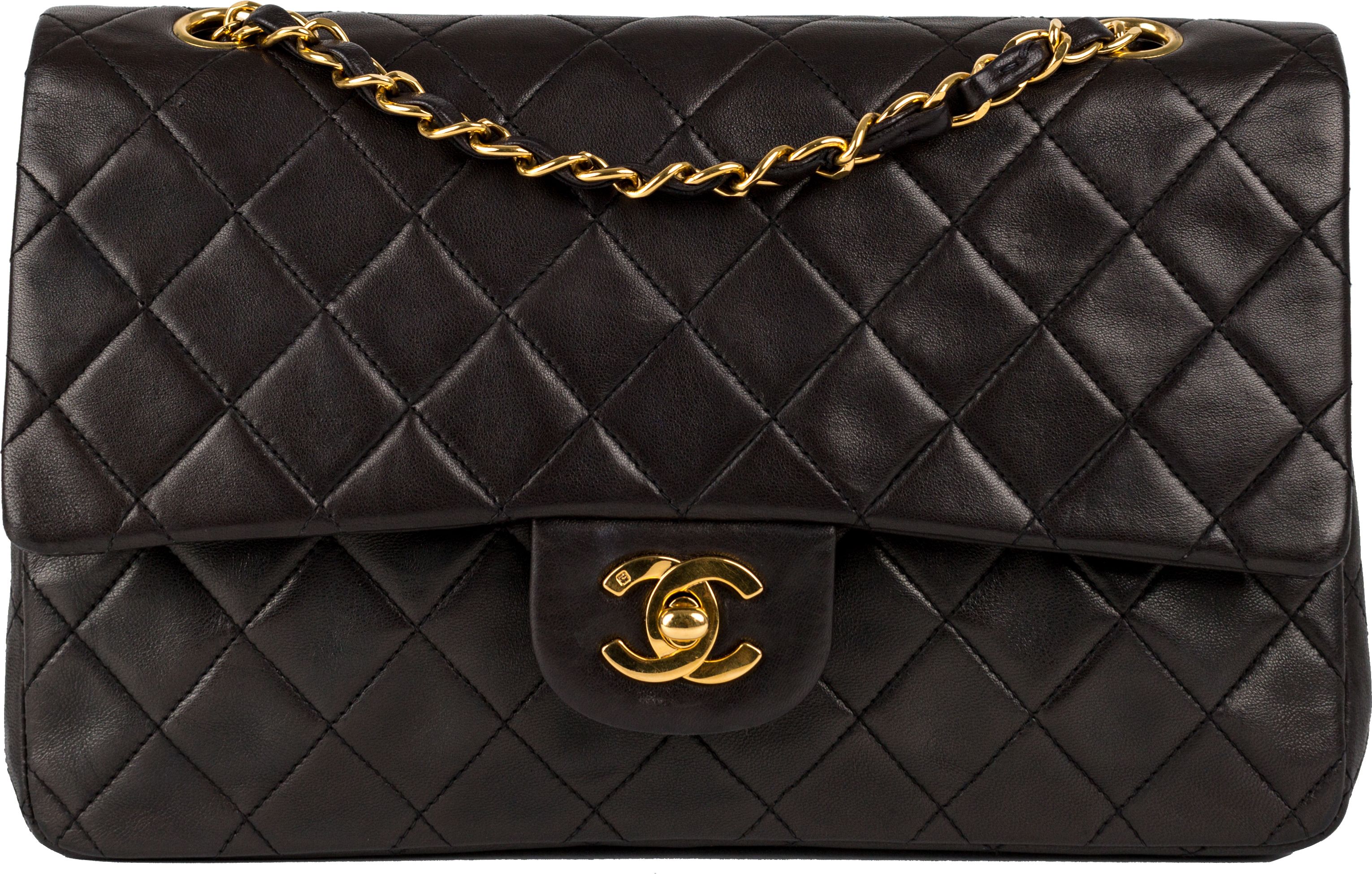 Chanel Vintage Classic Double Flap Quilted Lambskin Gold-tone Medium Black | StockX
