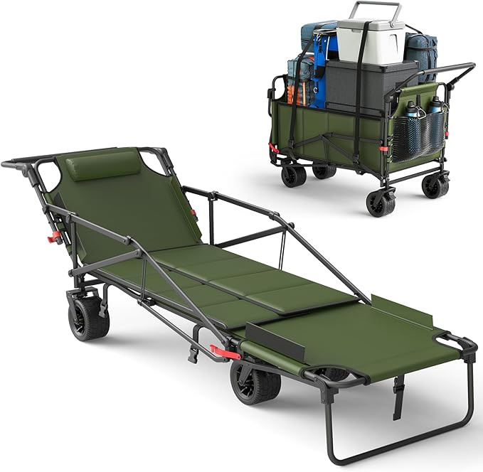 2-in-1 Multifunctional Folding Wagon Carts,Convertible Beach Chair,650LBS Large Capacity,Foldable... | Amazon (US)