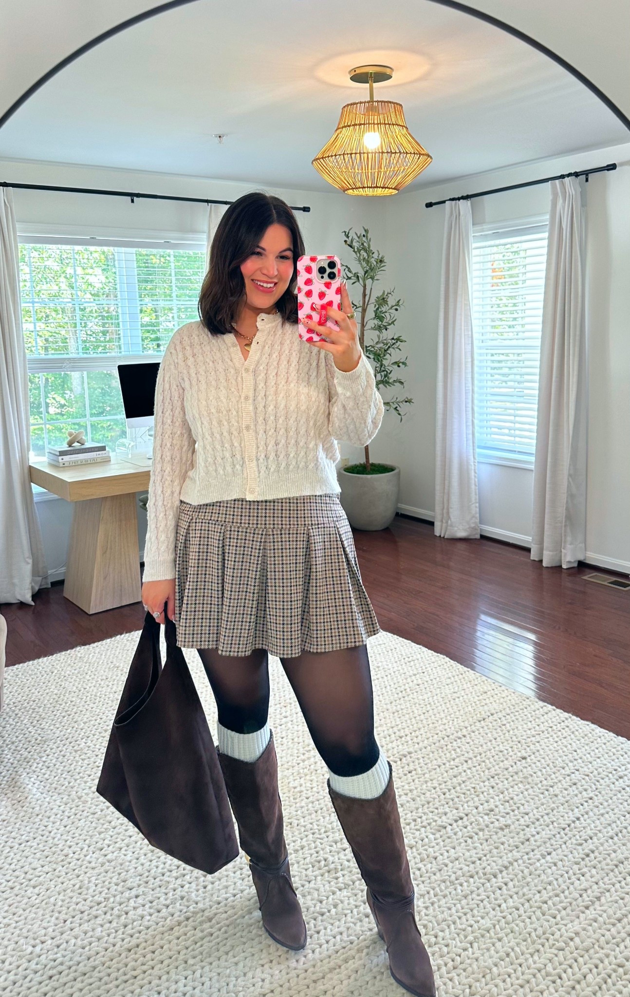 Midsize fall outfit idea! Perfect for fall in general or even Thanksgiving 🦃 

Pajamas - top/bottoms : large 
Cardigan - xl
Skort - xl long 
Boots - 9.5 wide calf 



#LTKStyleTip #LTKTall #LTKMidsize