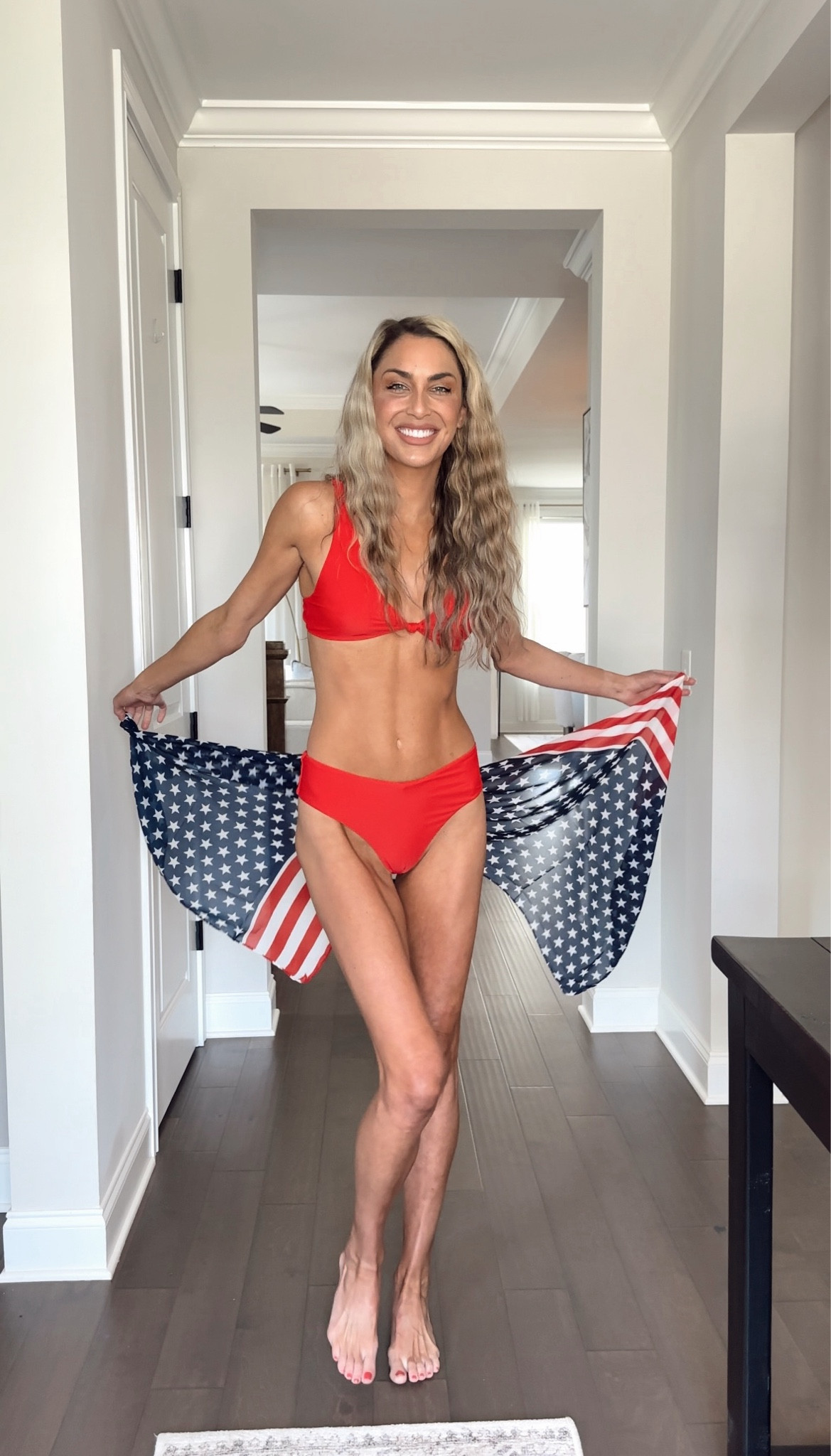 THE 4th of July bikini! The little scarf wrap is also the perfect addition to any outfit 🇺🇸


•
•
•
Amazon swimwear, one piece swim suits, 4th of July outfits, patriotic bikinis, red blue white swim suits , summer outfits, beachwear 



#LTKFindsUnder50 #LTKSwim