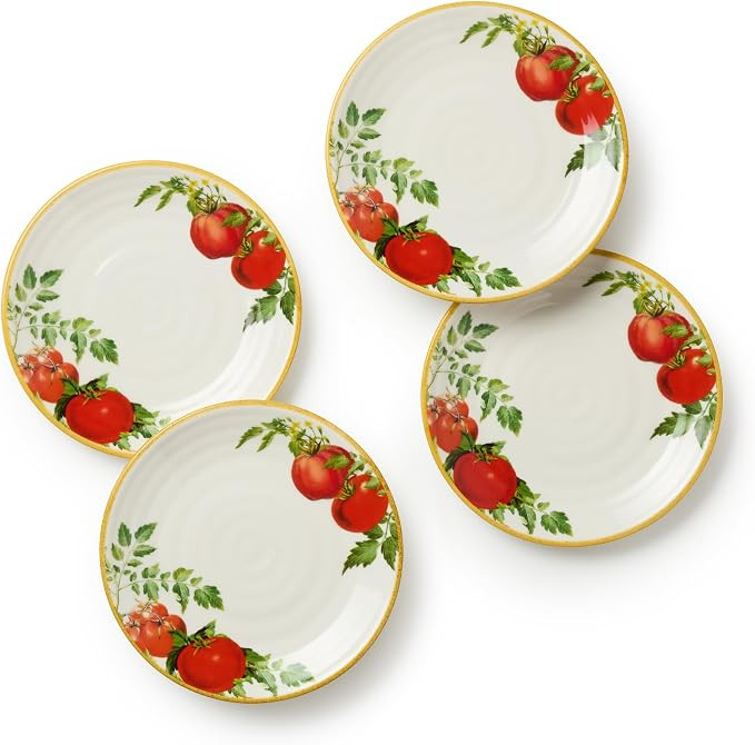 Pomodoro Canape Plates Set of 4 – 6” Stoneware Plates with authentic Tomato Design – Farmho... | Amazon (US)