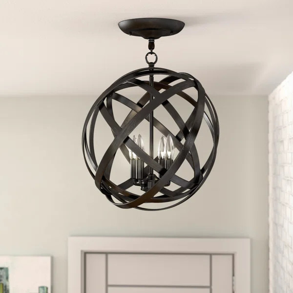 Nilda 4 - Light 15.7" Caged Globe Semi Flush Mount | Wayfair North America