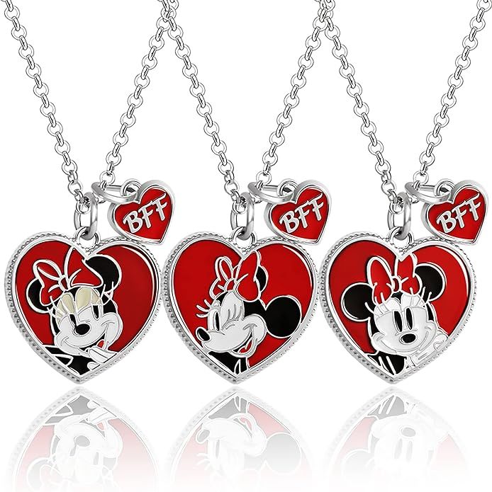 Disney Girls Minnie Mouse BFF Necklace Set of 3 - Best Friends Necklaces with BFF Charm and Minni... | Amazon (US)