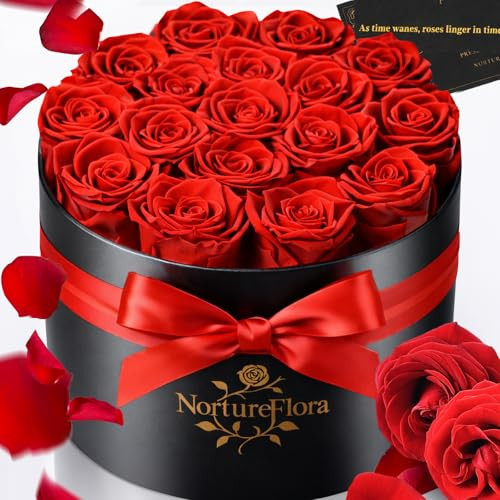 17 Piece Forever Preserved Red Roses Gifts - Preserved Flowers in a Box for Women, Forever Flowers for Delivery, Flower Birthday Gifts Box for Her, Anniversary, Mother's Day | Amazon (US)