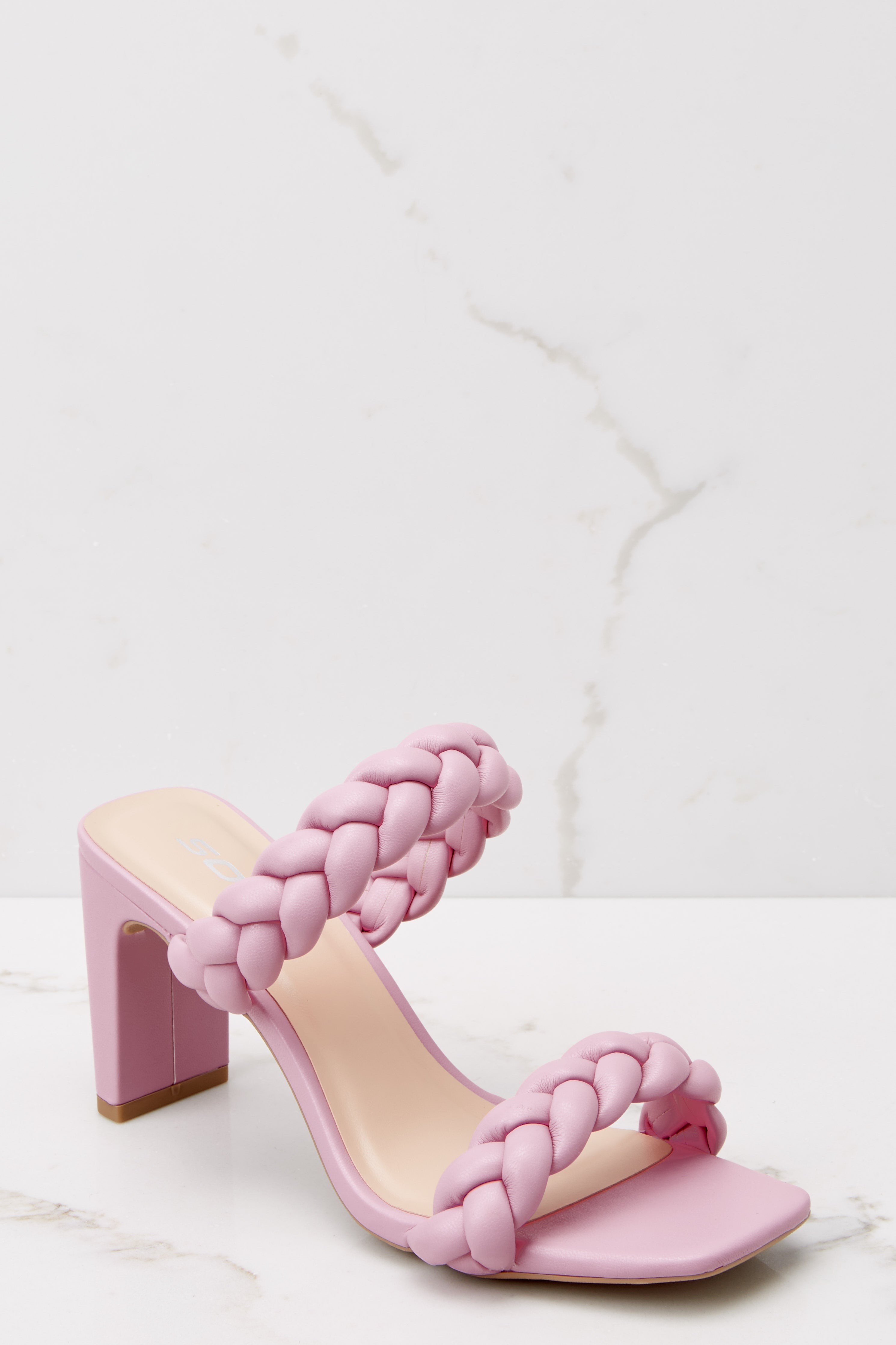 The Final Step Pink Braided Heels | Red Dress 