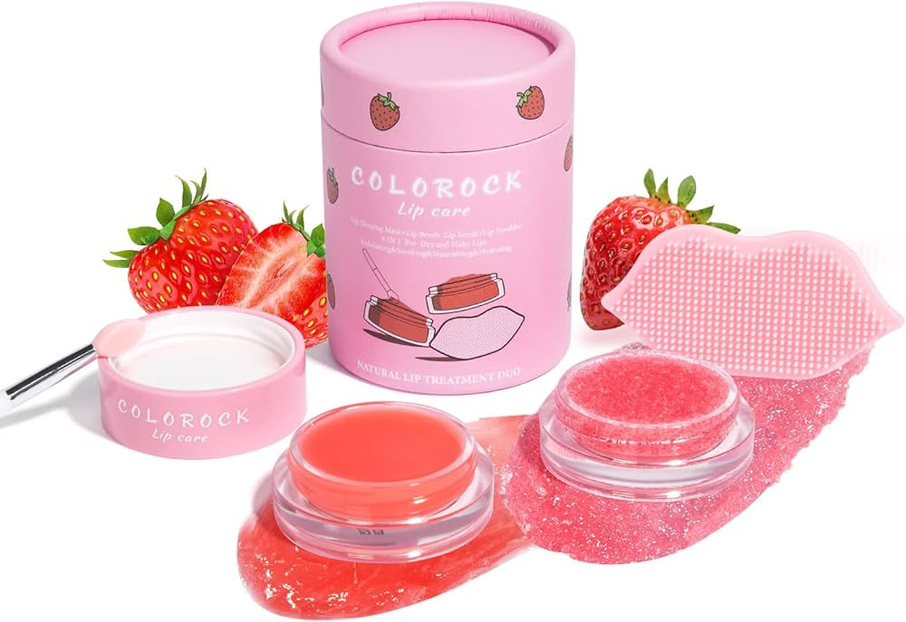 Lip Mask & Sugar Lip Scrub Set Natural Lip Treatment Duo - 4 in 1 Lip Sleep Mask Gift Set for Exf... | Amazon (US)