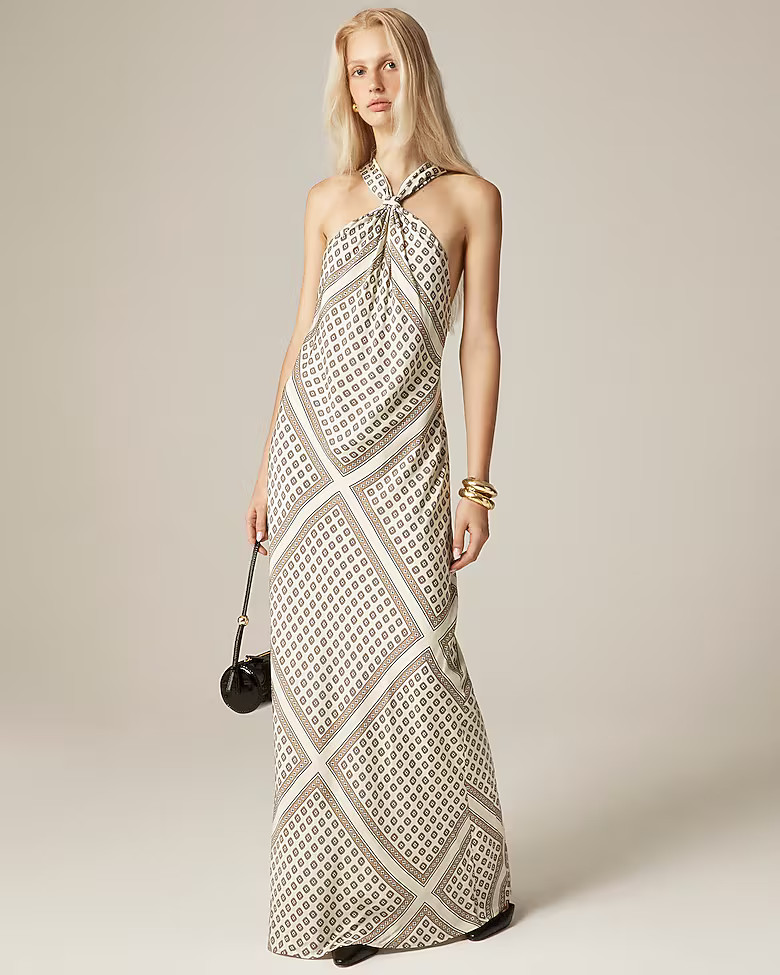 Collection halter slip dress in foulard print | J. Crew US