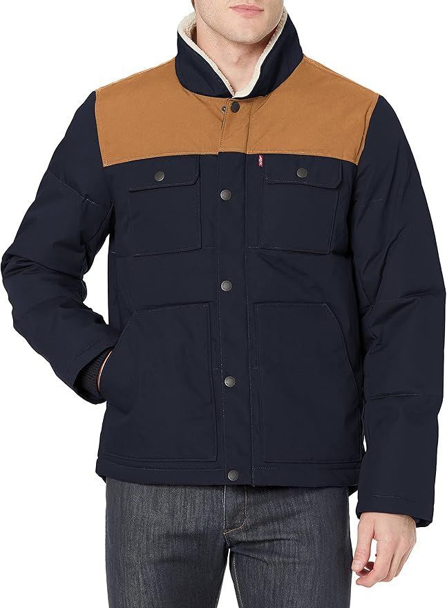 Levi's Men's Quilted Mixed Media Shirttail Work Wear Puffer Jacket | Amazon (US)