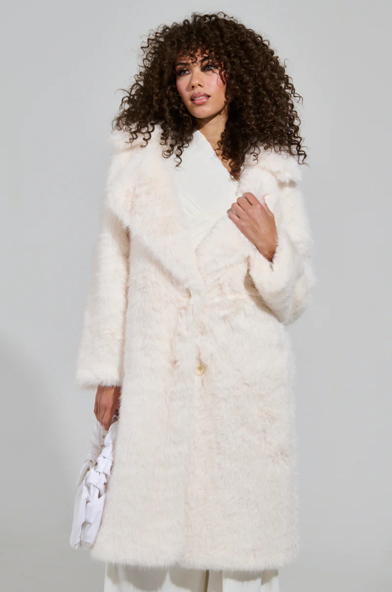 LENOX FAUX FUR TRENCH IN IVORY | AKIRA