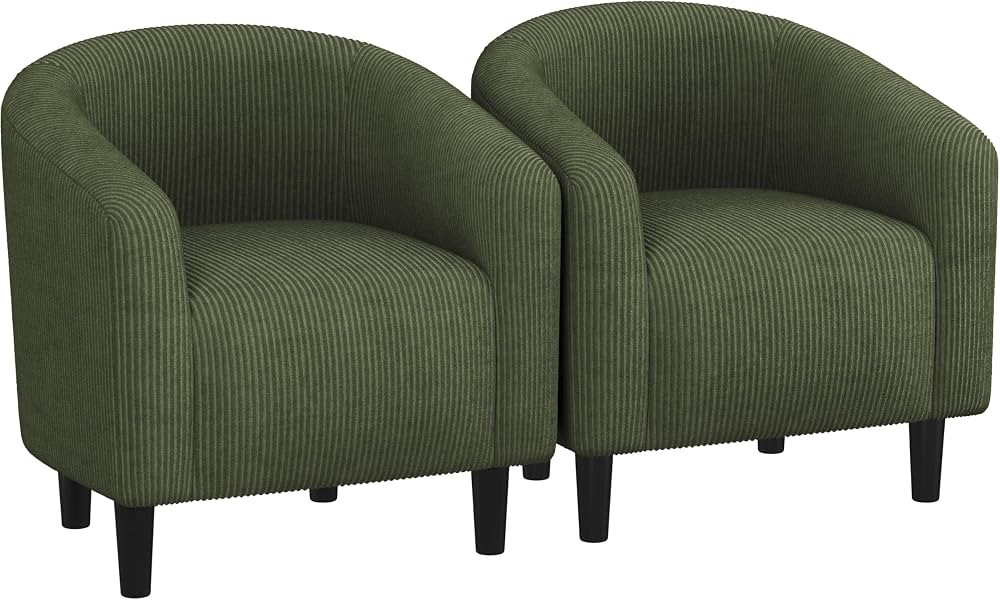 Yaheetech Barrel Chairs, Furry Accent Chairs, Sherpa Chairs with Soft Padded Armrest, Fuzzy Club ... | Amazon (US)