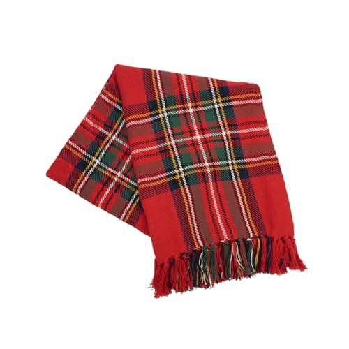 C&F Home Classic Red Tartan Plaid 100% Cotton Sherpa Handwoven Accent Throw Blanket w/Knotted Fringe 50" x 60" Xmas Festive Winter Holidays Rustic Cabincore Lodge Home Living Room Sofa Couch Chair | Amazon (US)