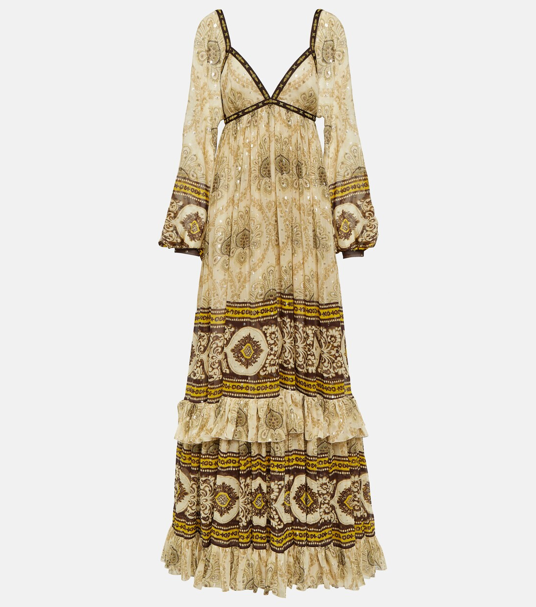 Ruffled printed silk jacquard gown | Mytheresa (US/CA)