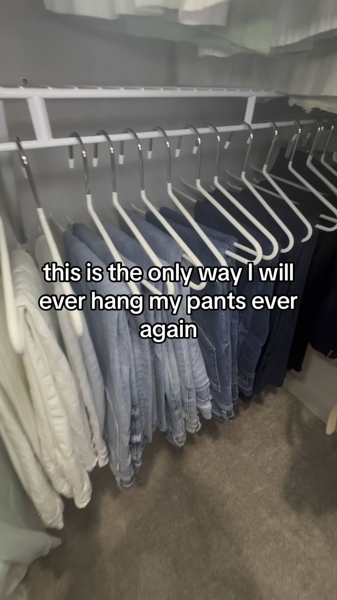 The ONLY way I’ll ever hang my jeans again …and suggest the same for you. These open ended pant hangers make it so easy to put your pants away and take them off!

#closetorganization

#LTKStyleTip #LTKVideo #LTKHome