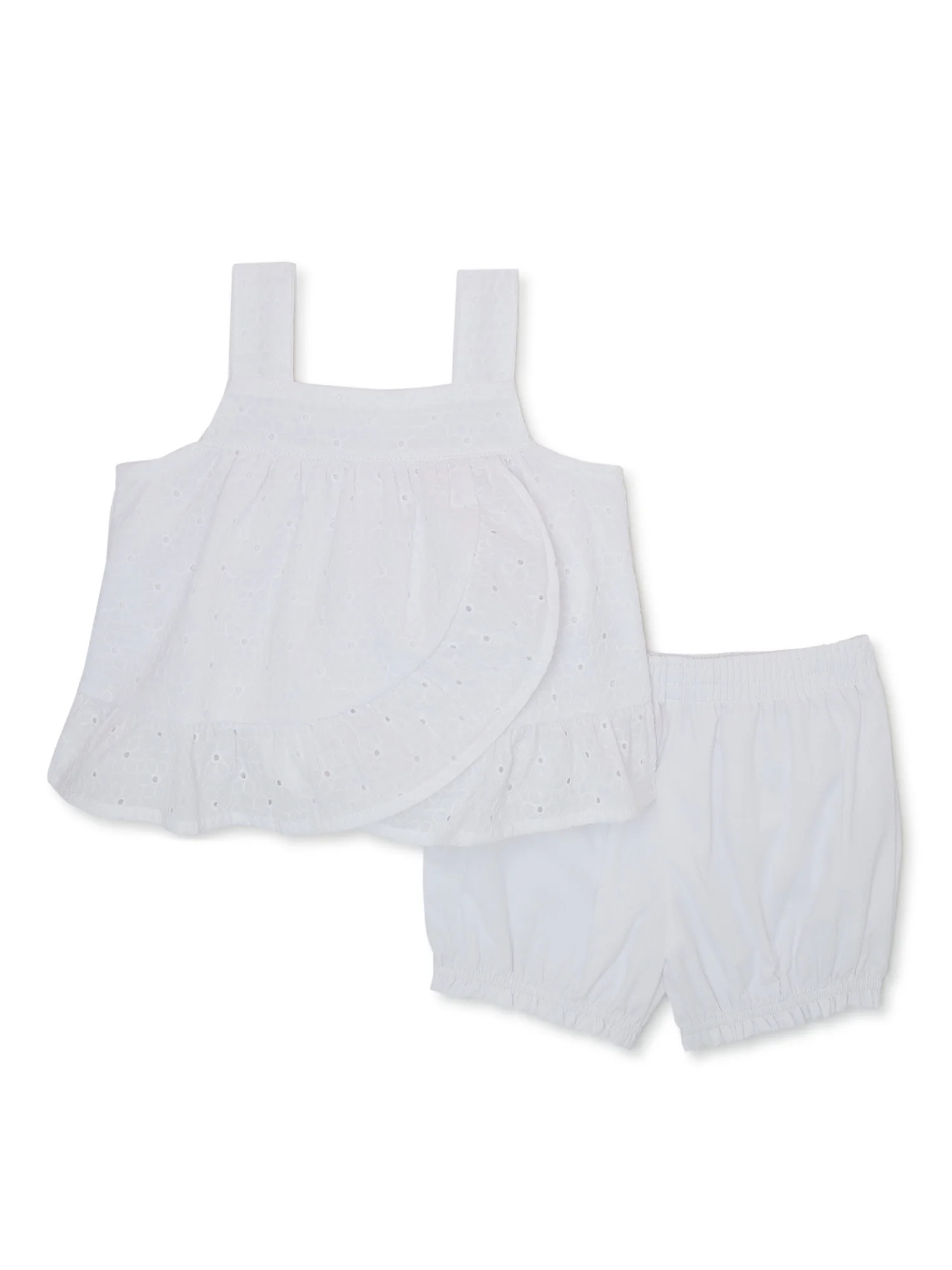 Wonder Nation Baby Girl Ruffled Top and Shorts Set, 2-Piece, Sizes 0/3M-24M | Walmart (US)