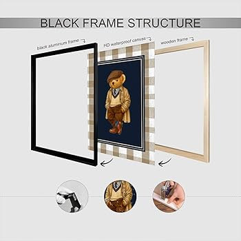 Vintage Teddy Bear Canvas Wall Art Polo Trench Coat Animals Poster Funny Minimalist Lattice Pictu... | Amazon (CA)