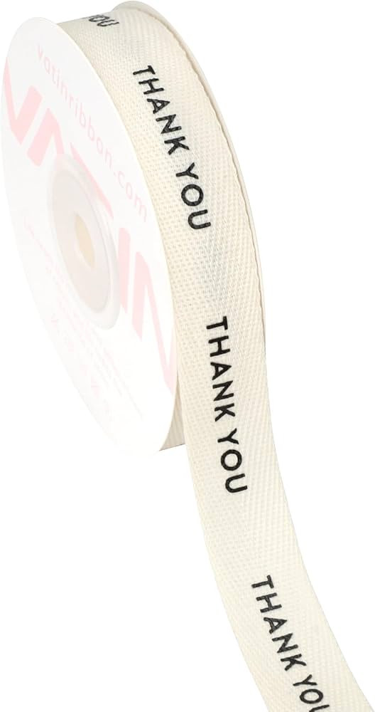 VATIN Thank You Herringbone Cotton Twill Tape Ribbon, 5/8" x12 Yd Natural 100% Cotton for Gifts, ... | Amazon (US)