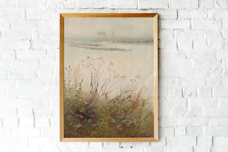 Meadow Print, Vintage Wall Art Print, Landscape Art, Neutral Wall Decor, Neutral Wall Art, Farmho... | Etsy (US)